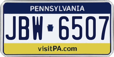 PA license plate JBW6507