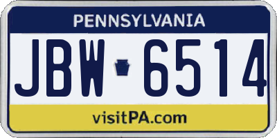PA license plate JBW6514