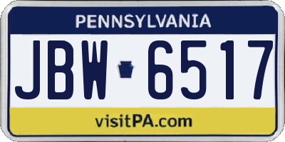 PA license plate JBW6517