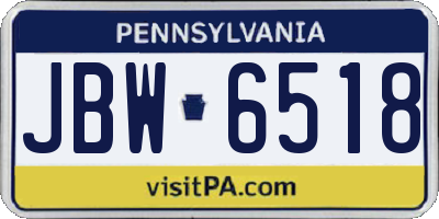 PA license plate JBW6518