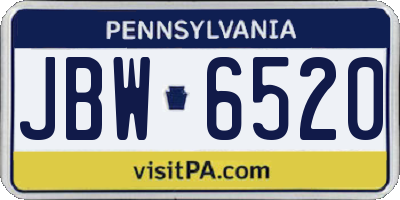 PA license plate JBW6520