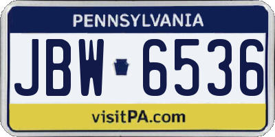 PA license plate JBW6536