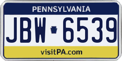 PA license plate JBW6539