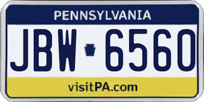 PA license plate JBW6560