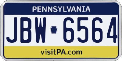 PA license plate JBW6564