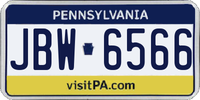 PA license plate JBW6566