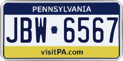 PA license plate JBW6567