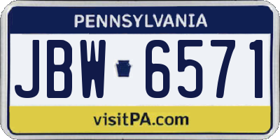 PA license plate JBW6571