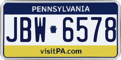 PA license plate JBW6578
