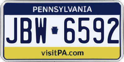 PA license plate JBW6592