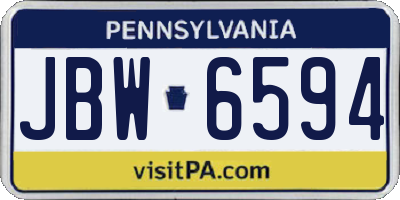 PA license plate JBW6594