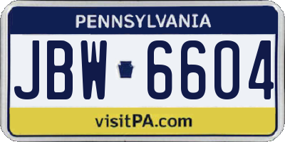 PA license plate JBW6604