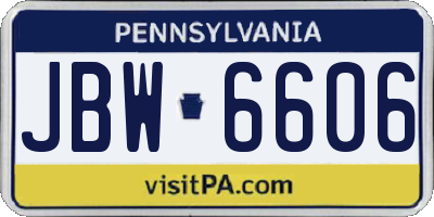 PA license plate JBW6606