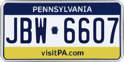 PA license plate JBW6607