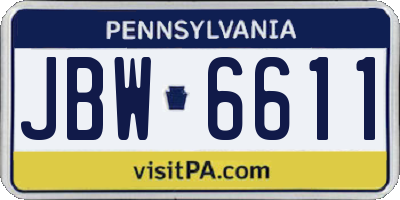 PA license plate JBW6611