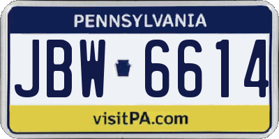 PA license plate JBW6614