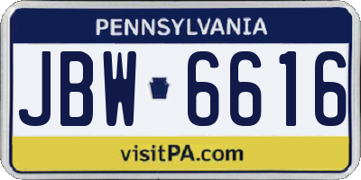 PA license plate JBW6616