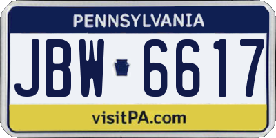 PA license plate JBW6617