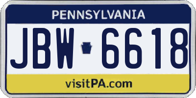 PA license plate JBW6618