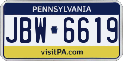 PA license plate JBW6619
