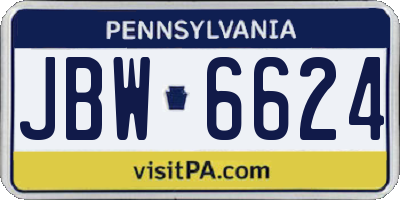 PA license plate JBW6624