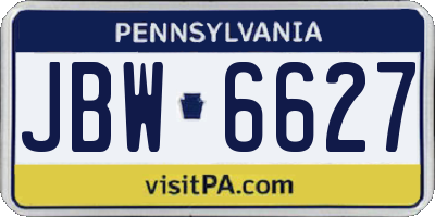 PA license plate JBW6627