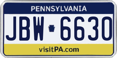 PA license plate JBW6630