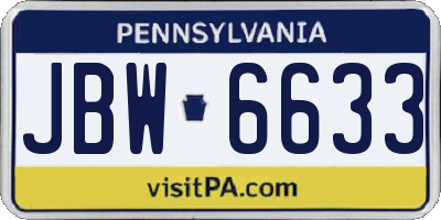 PA license plate JBW6633