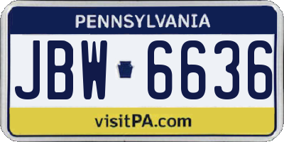 PA license plate JBW6636