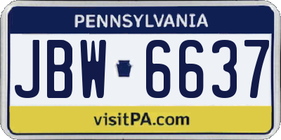 PA license plate JBW6637