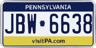 PA license plate JBW6638