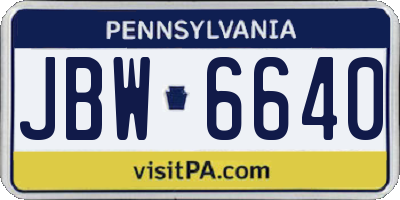 PA license plate JBW6640