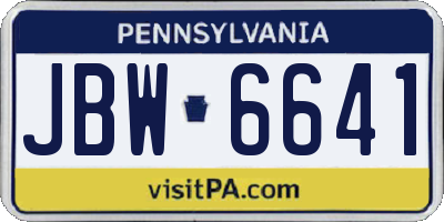 PA license plate JBW6641