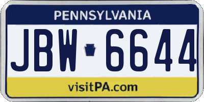 PA license plate JBW6644