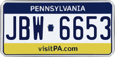 PA license plate JBW6653