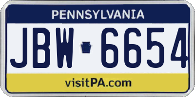 PA license plate JBW6654