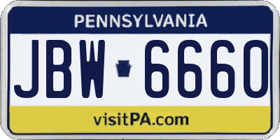 PA license plate JBW6660
