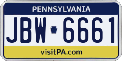PA license plate JBW6661