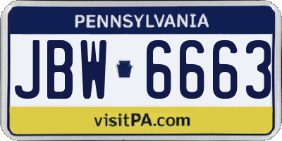 PA license plate JBW6663
