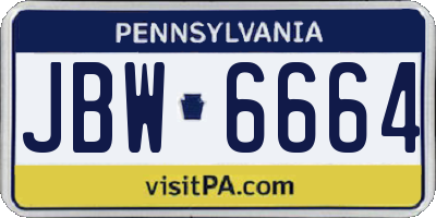 PA license plate JBW6664