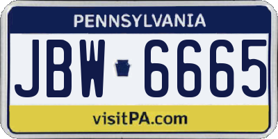 PA license plate JBW6665