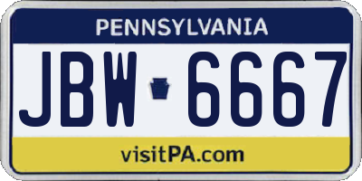 PA license plate JBW6667