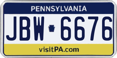 PA license plate JBW6676