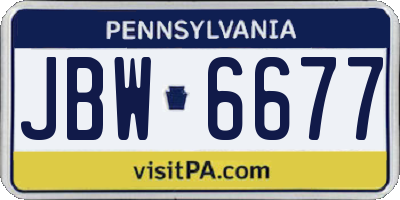 PA license plate JBW6677