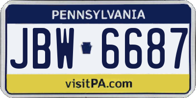 PA license plate JBW6687