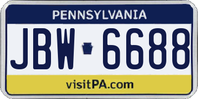 PA license plate JBW6688