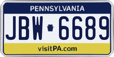 PA license plate JBW6689