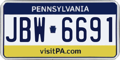 PA license plate JBW6691