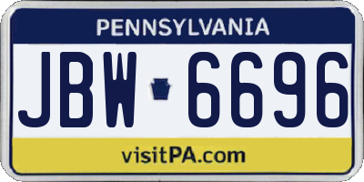 PA license plate JBW6696