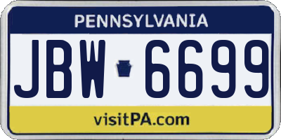 PA license plate JBW6699